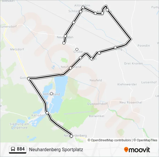 Автобус 884: карта маршрута