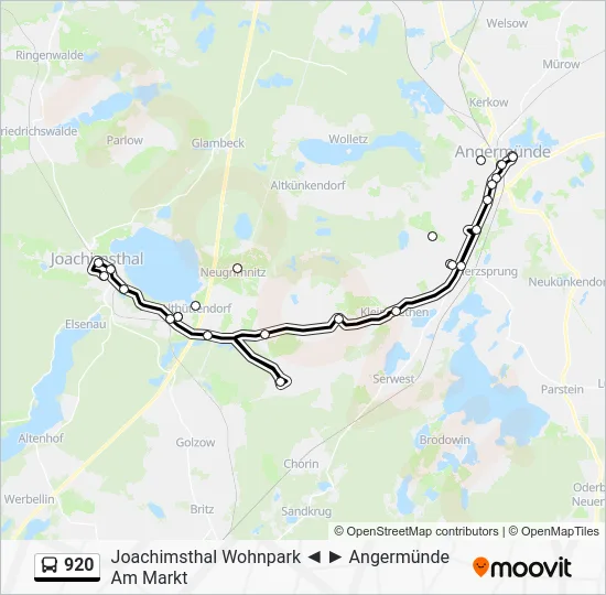 Автобус 920: карта маршрута
