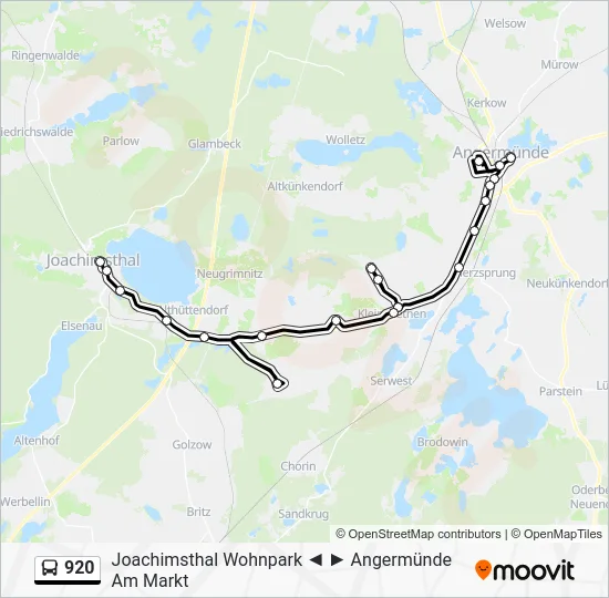 Автобус 920: карта маршрута