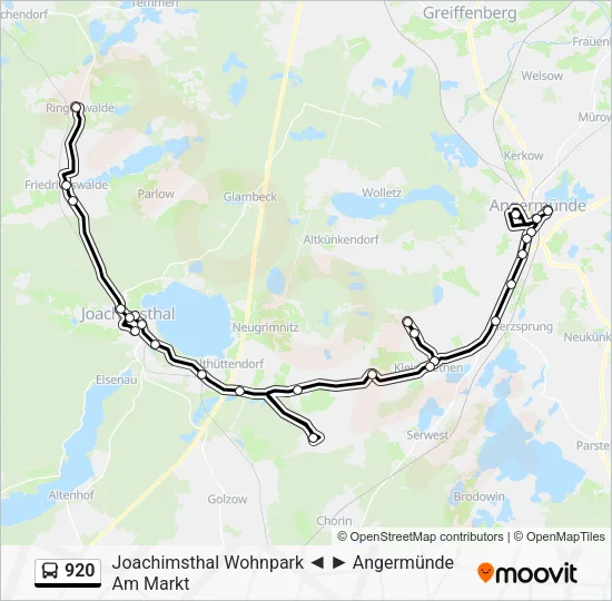 Автобус 920: карта маршрута