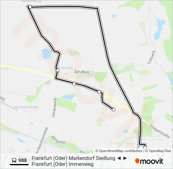 Автобус 988: карта маршрута