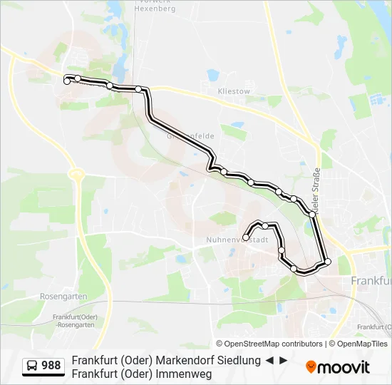 Автобус 988: карта маршрута