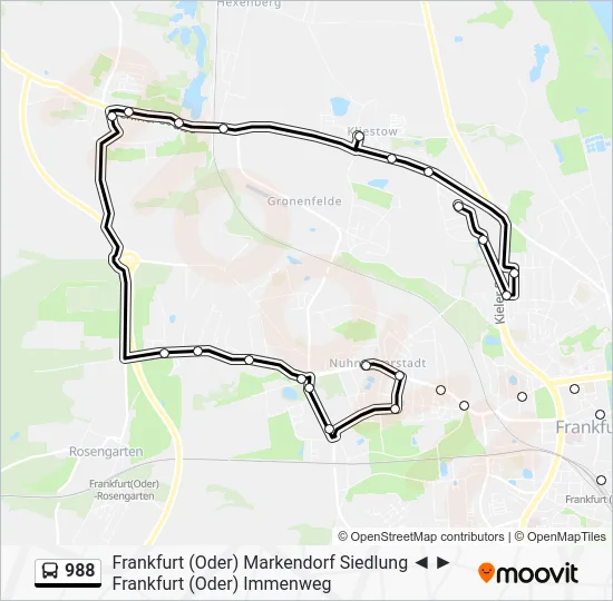 Автобус 988: карта маршрута