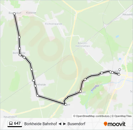647 Bus Line Map