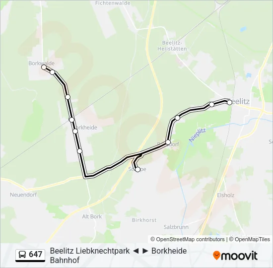 647 Bus Line Map