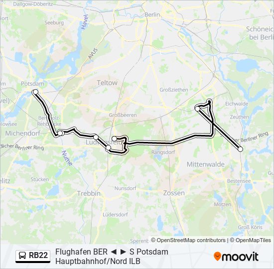 RB22 bus Line Map