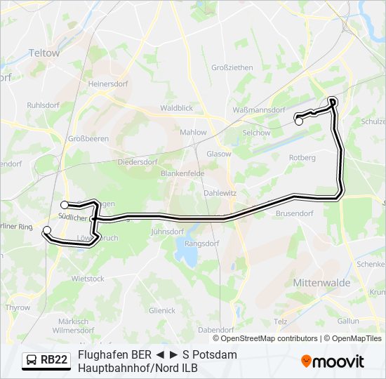 RB22 bus Line Map