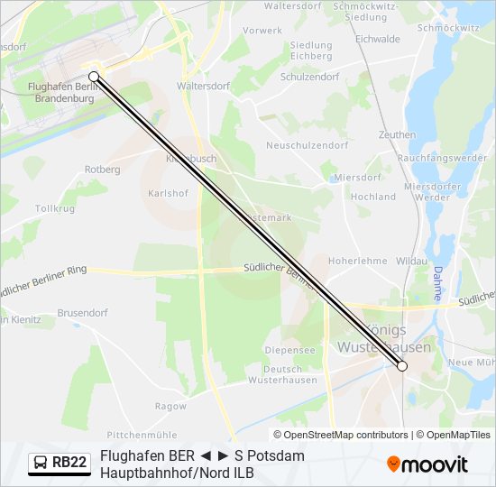 RB22 bus Line Map