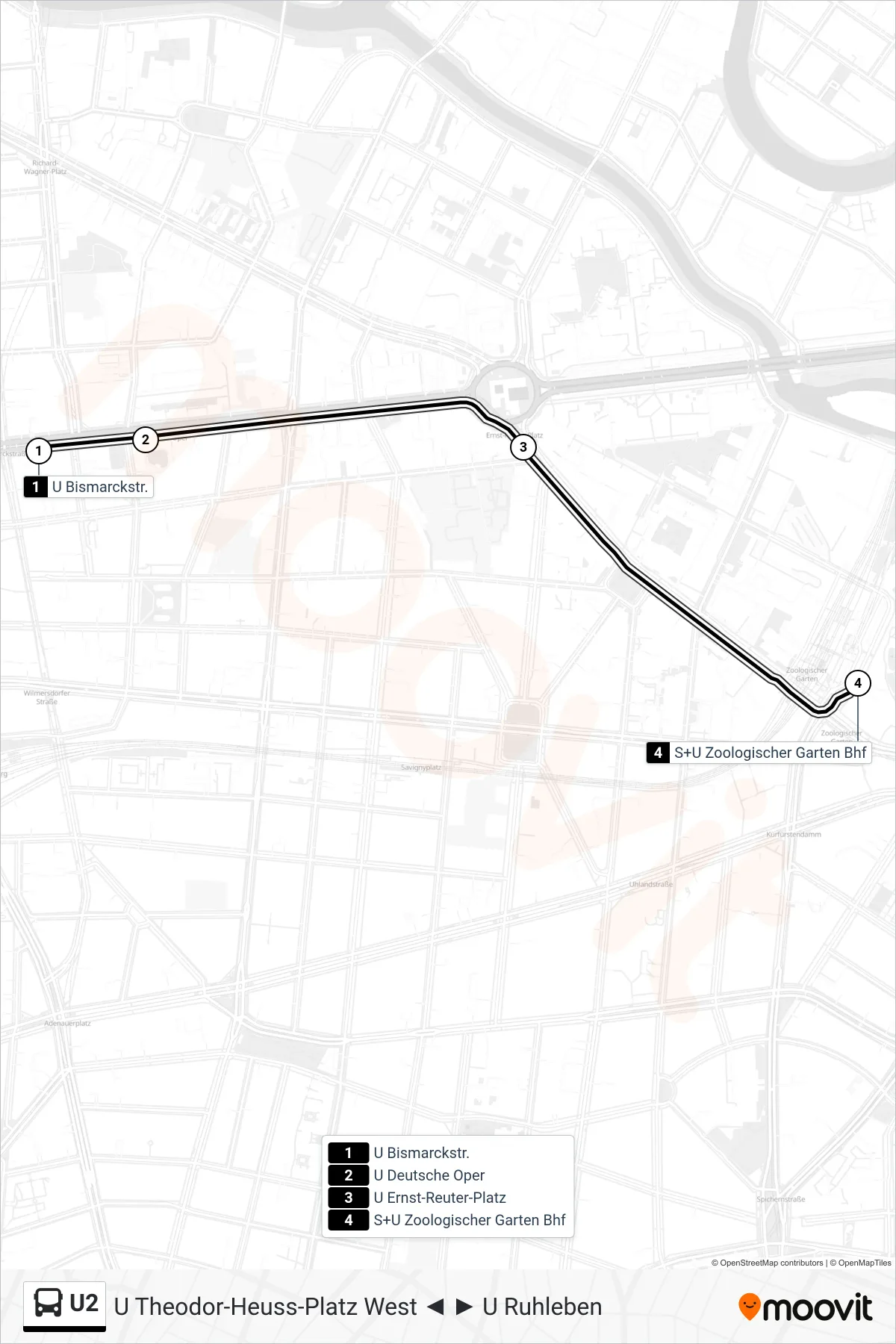 Linie U2 (Bus) Richtung S+U Zoologischer Garten Bhf: Route und Haltestellen auf der Karte
