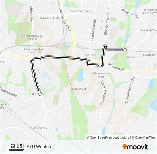 Автобус U5: карта маршрута
