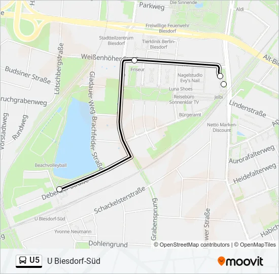 U5 Bus Line Map