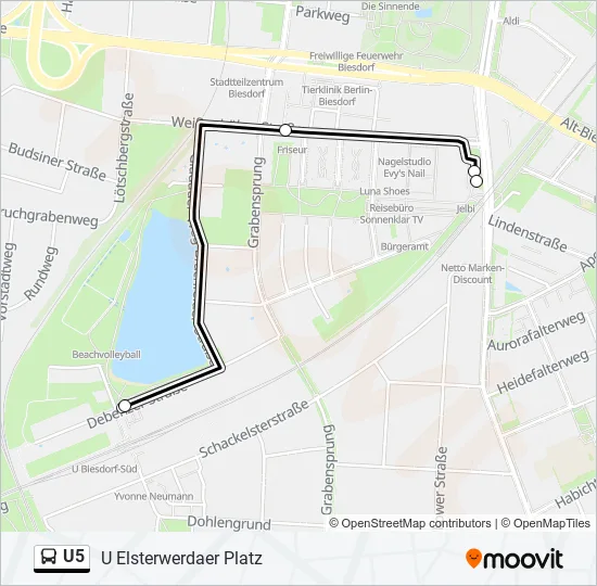 U5 Bus Line Map