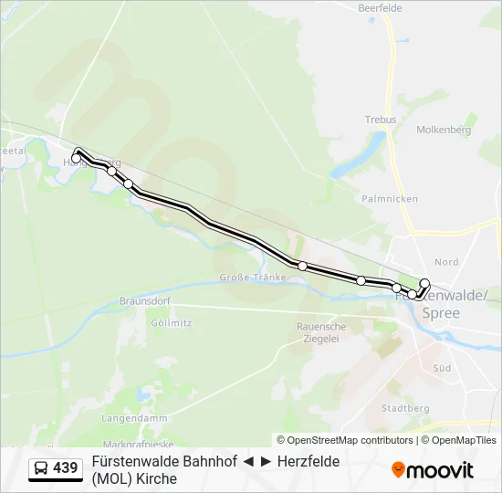 Автобус 439: карта маршрута