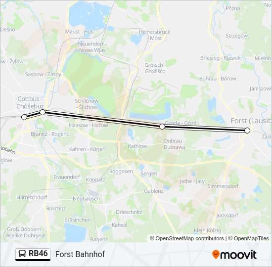 Автобус RB46: карта маршрута