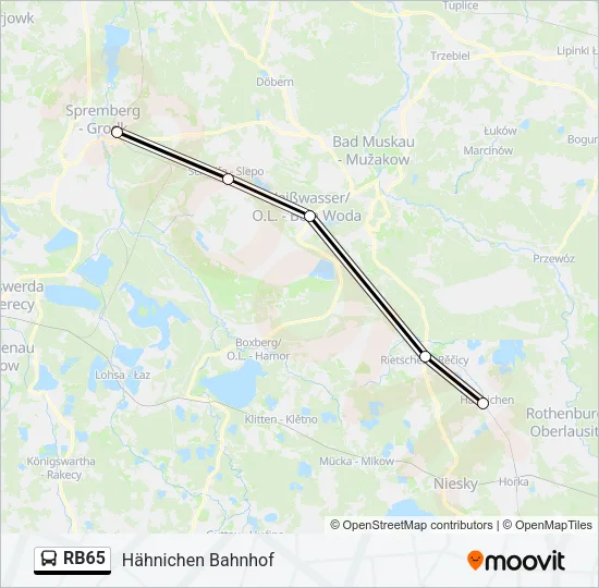 Автобус RB65: карта маршрута