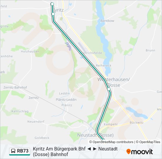 Автобус RB73: карта маршрута