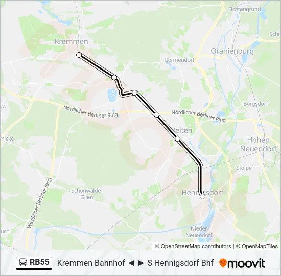 RB55 Bus Line Map