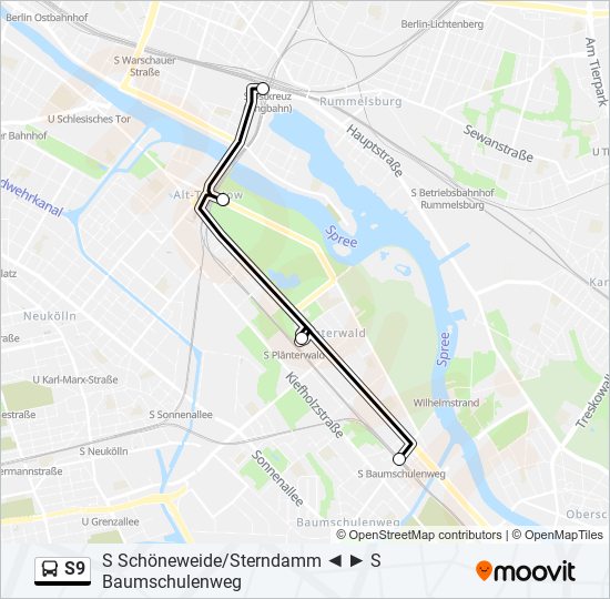 Автобус S9: карта маршрута