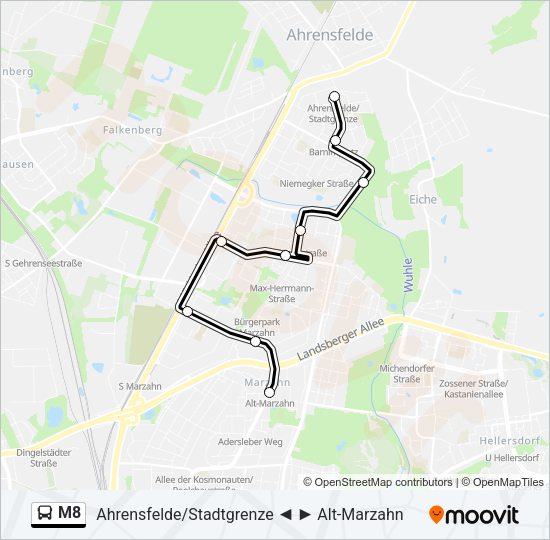 Автобус M8: карта маршрута
