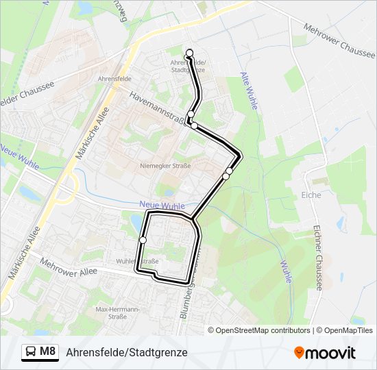 Автобус M8: карта маршрута