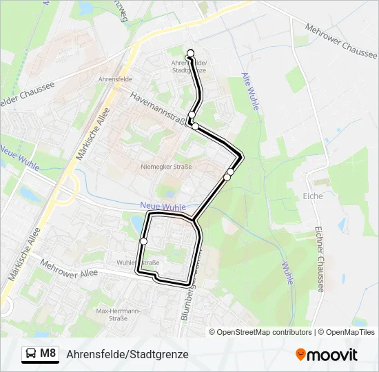M8 Bus Line Map