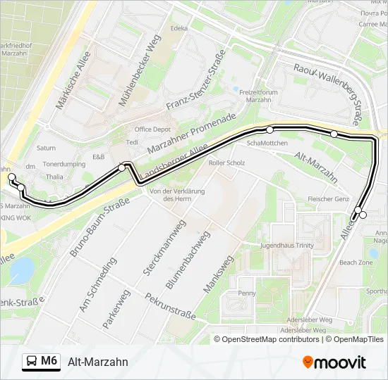 M6 Bus Line Map