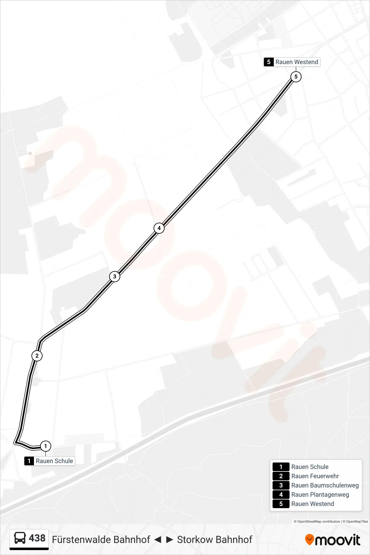 Linie 438 (Bus) Richtung Rauen Westend: Route und Haltestellen auf der Karte