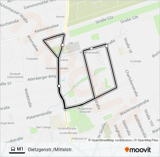 M1 Bus Line Map