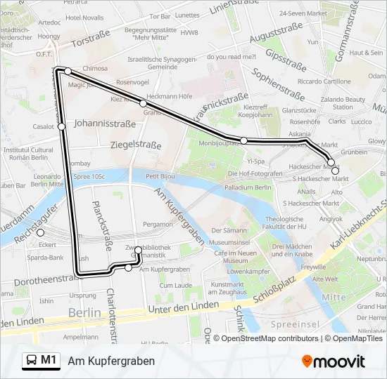 M1 Bus Line Map