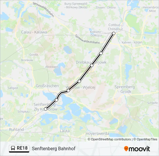 Buslinie RE18 Karte