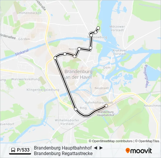 P/533 Bus Line Map