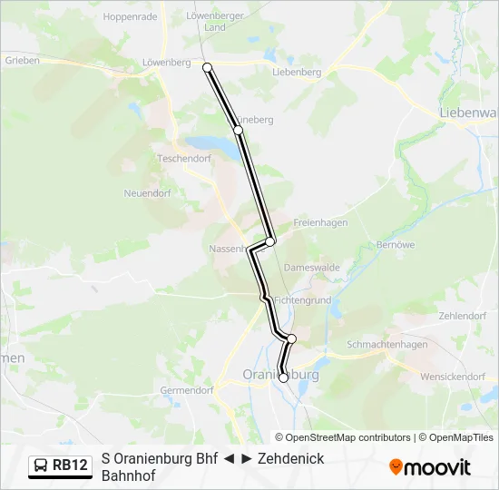 Автобус RB12: карта маршрута