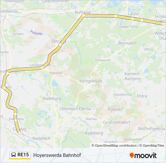 Автобус RE15: карта маршрута