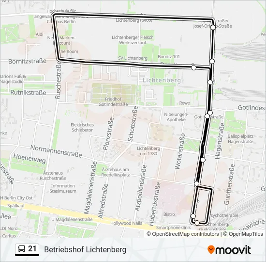21 Bus Line Map