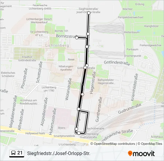 21 Bus Line Map