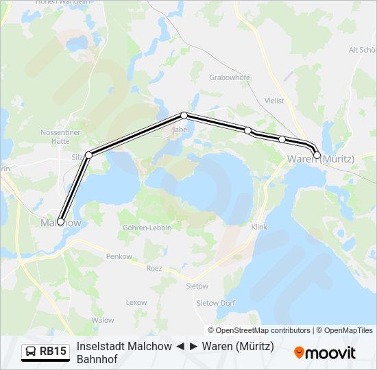 Автобус RB15: карта маршрута