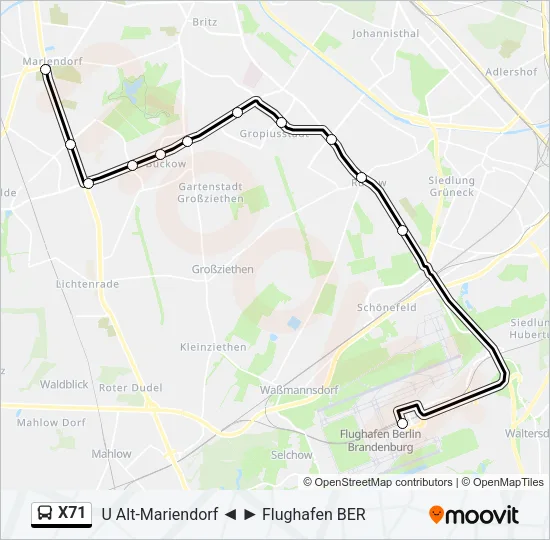 X71 Bus Line Map