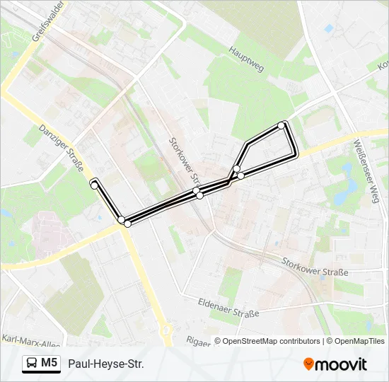 M5 Bus Line Map