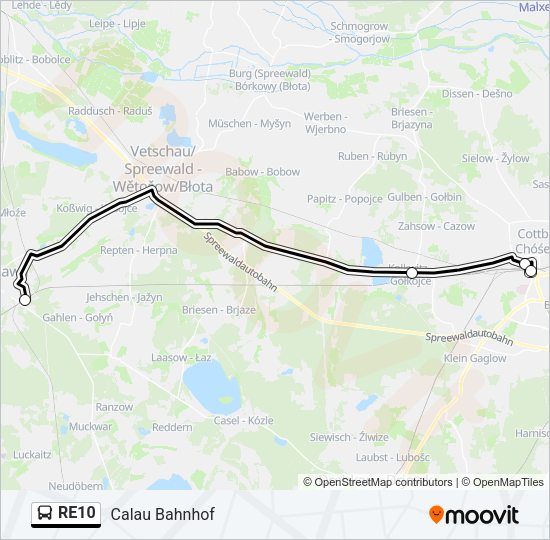 Автобус RE10: карта маршрута
