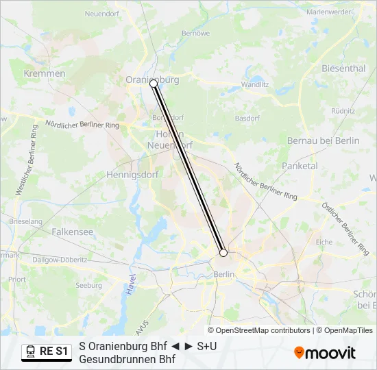 RE S1 Train Line Map