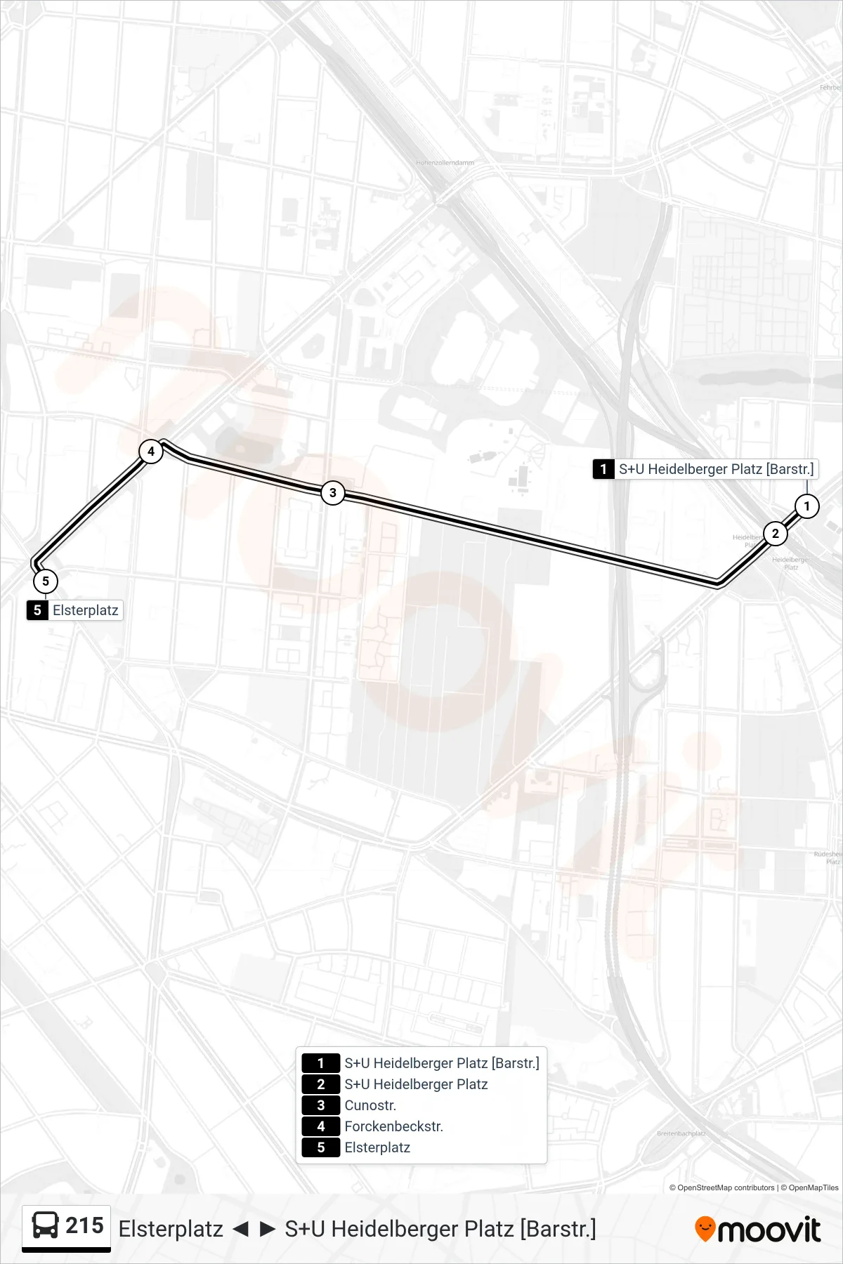 Linie 215 (Bus) Richtung Elsterplatz: Route und Haltestellen auf der Karte