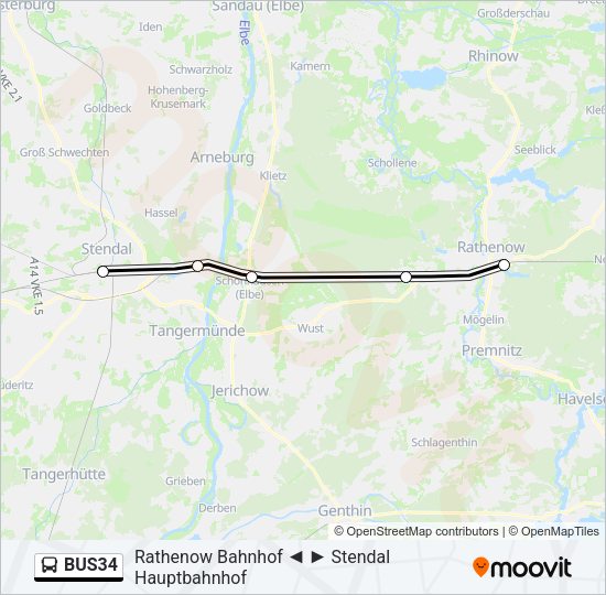 Автобус BUS34: карта маршрута