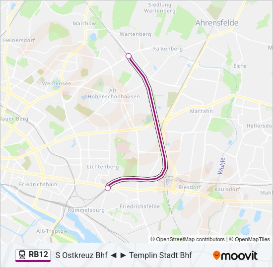 Поезд RB12: карта маршрута