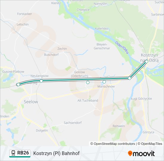 Поезд RB26: карта маршрута