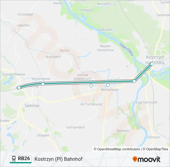 Поезд RB26: карта маршрута