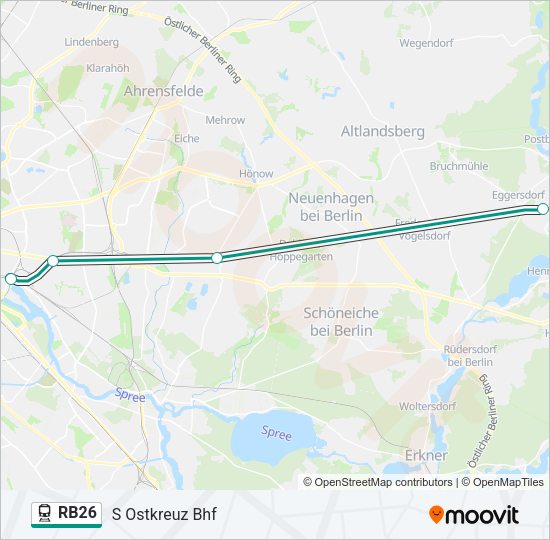 Поезд RB26: карта маршрута