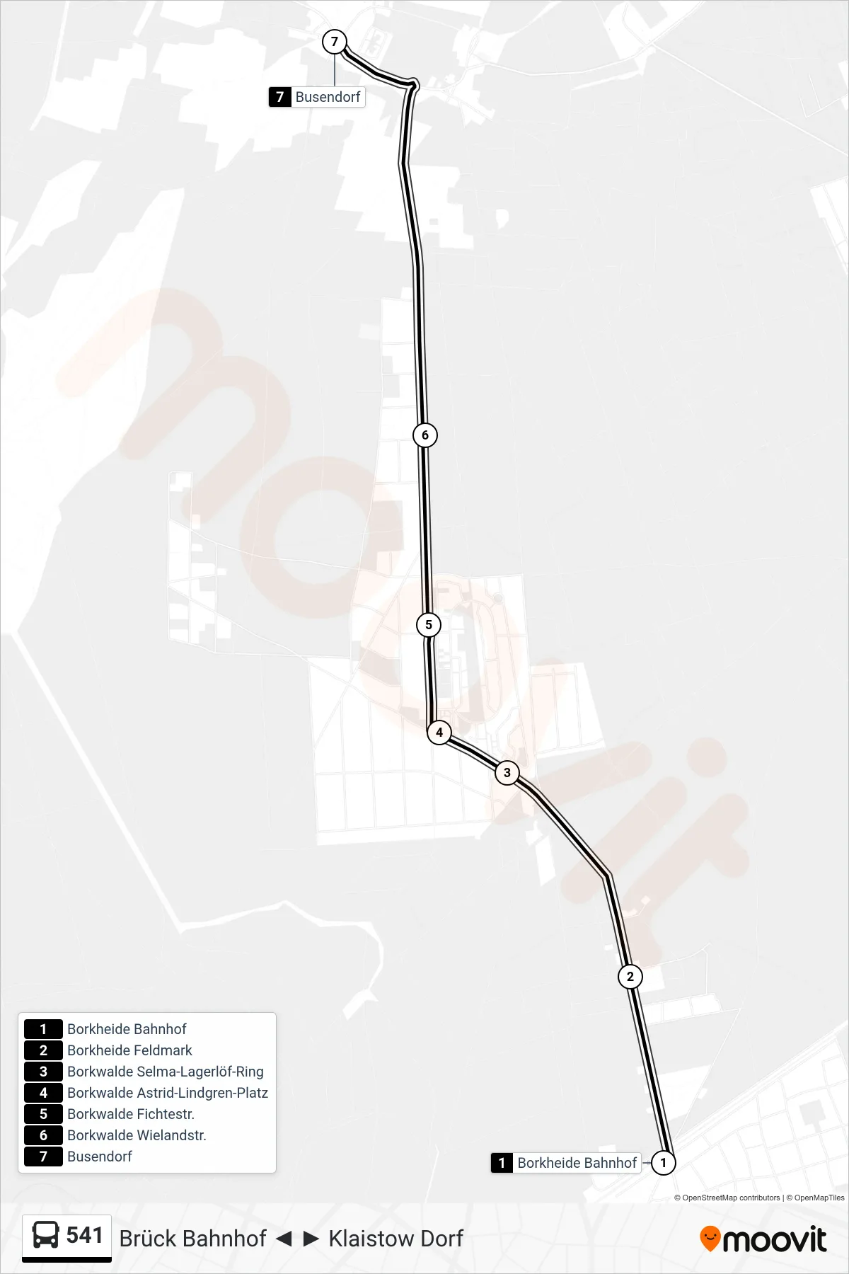 541 bus Line (Busendorf) route and stops on a map