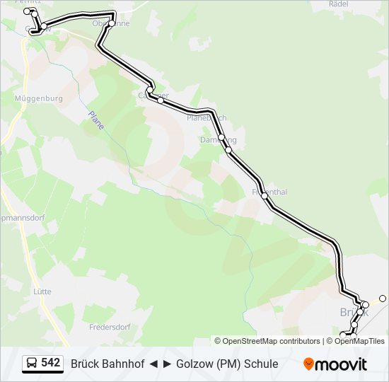 542 bus Line Map