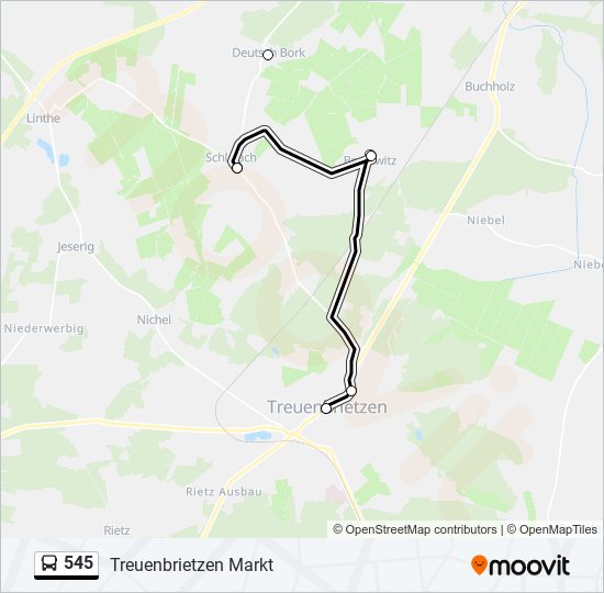 545 bus Line Map