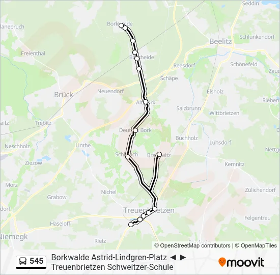 545 Bus Line Map